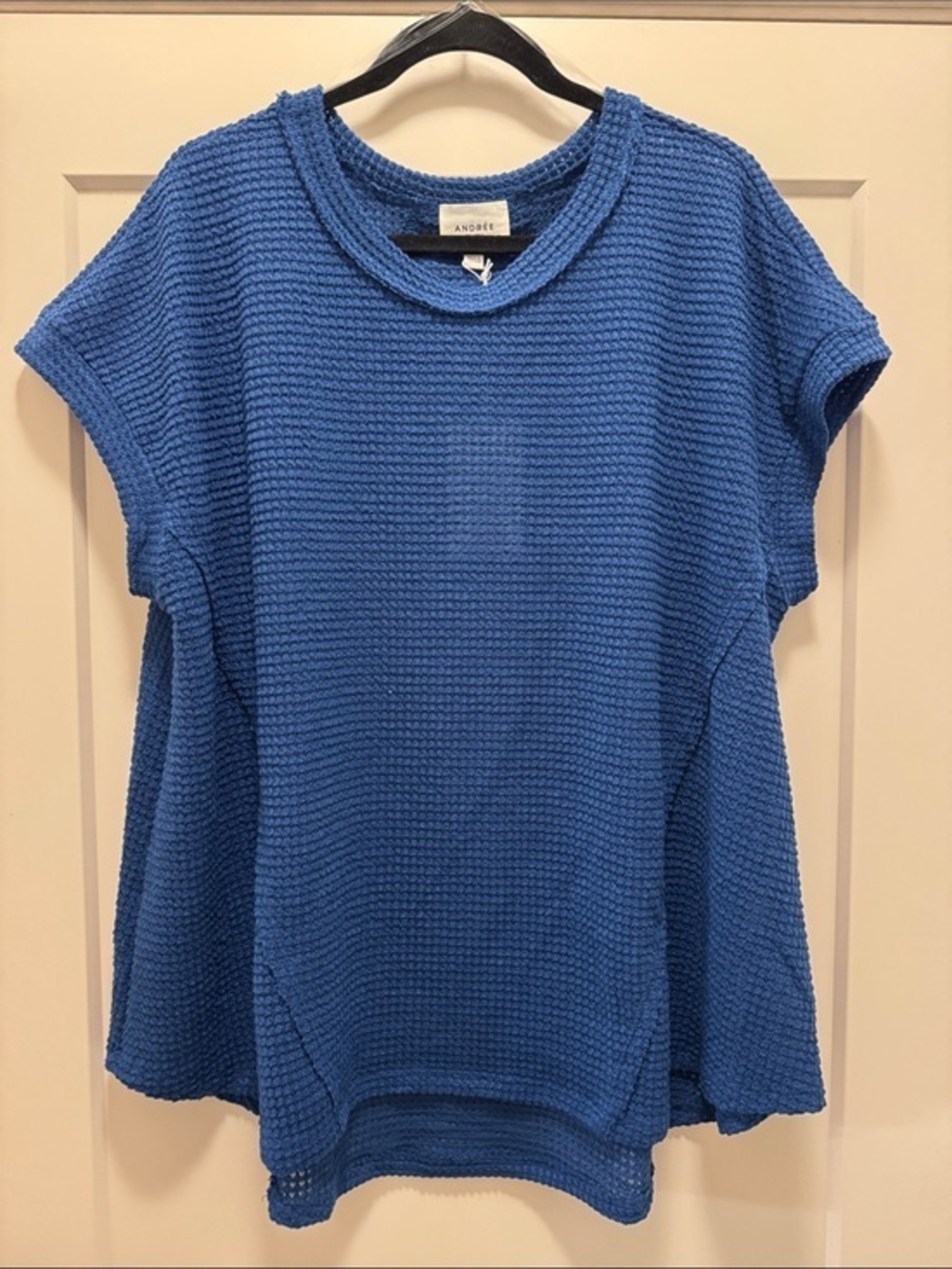 🆕 ANDREE BY UNIT Blue Textured Short Sleeve Tunic Top. M/L. NWT!🔥 - Picture 1 of 4
